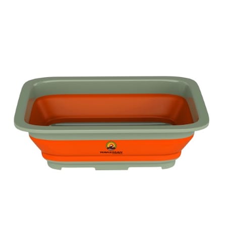 Collapsible Multiuse Wash Bin, Portable Basin/Dish Tub/Ice Bucket With 10-liter Capacity (Orange)